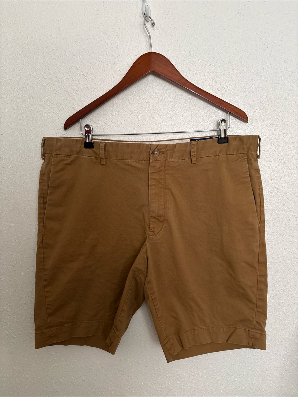Polo by Ralph Lauren Men's Tan Flat-Front Chino Shorts 1032CL